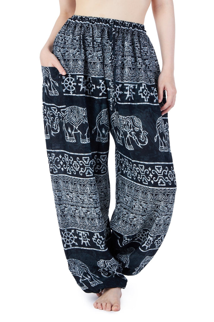 Big Elephant Harem Pants with Drawstring - Lannaclothesdesign Shop