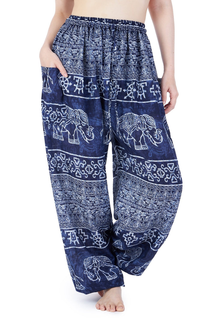 Big Elephant Harem Pants with Drawstring - Lannaclothesdesign Shop