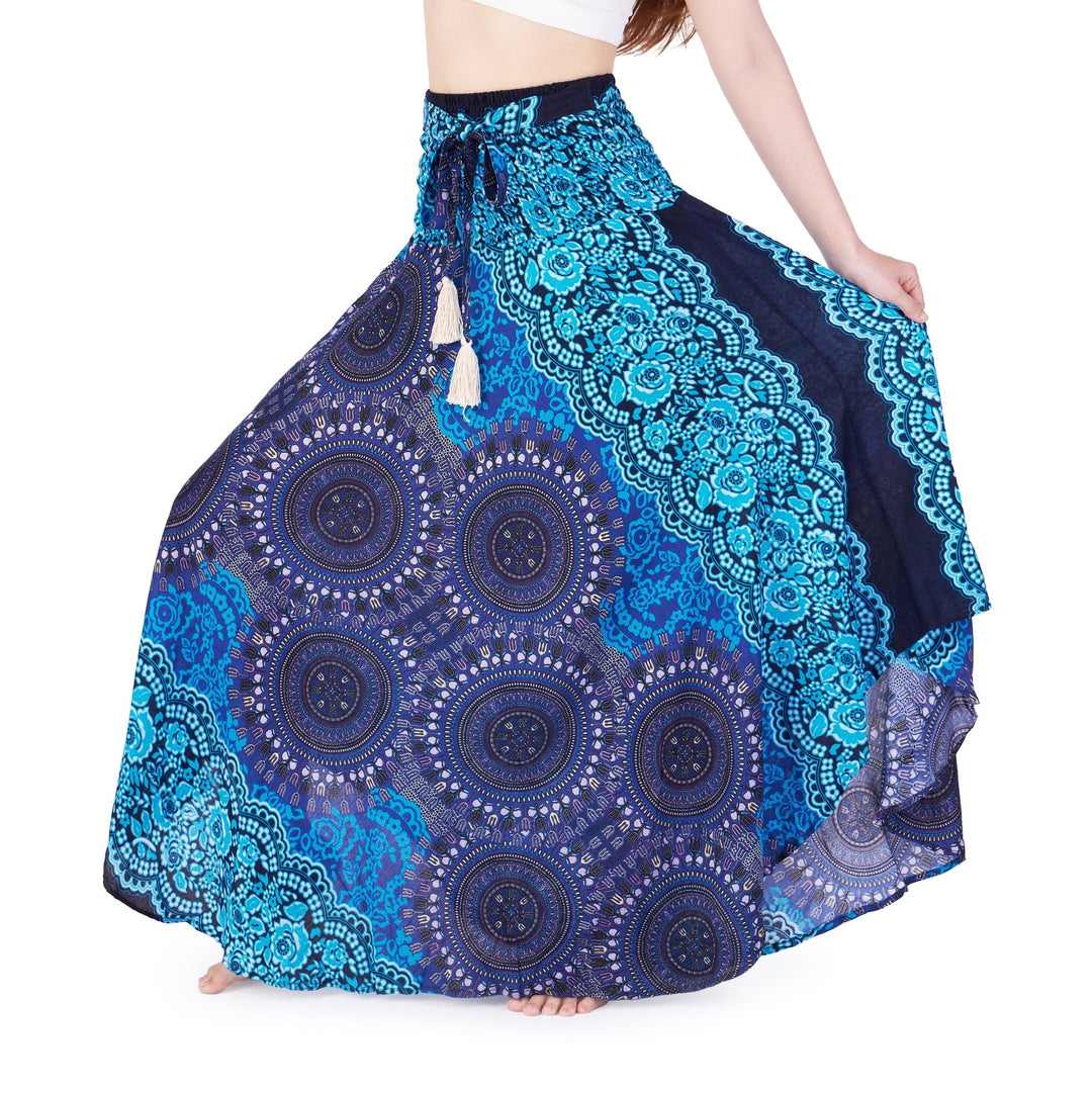 BRIGHT BLUE BOHO MAXI SKIRT - Lannaclothesdesign Shop