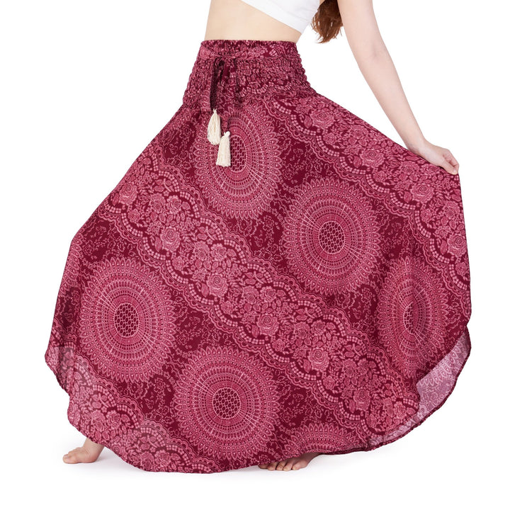 Double Rose Long Boho Skirts - Lannaclothesdesign Shop