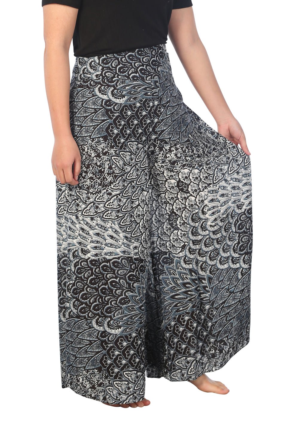 Womens Colorful Peacock Palazzo Pants - Lannaclothesdesign Shop
