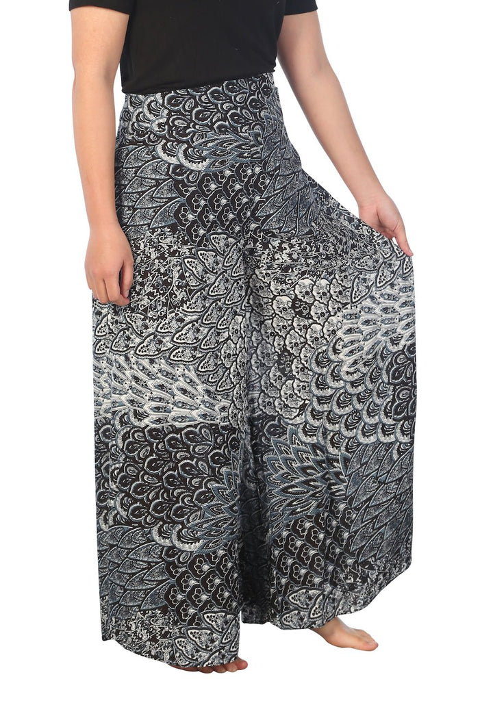 Womens Colorful Peacock Palazzo Pants - Lannaclothesdesign Shop