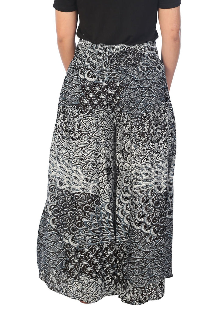 Womens Colorful Peacock Palazzo Pants - Lannaclothesdesign Shop