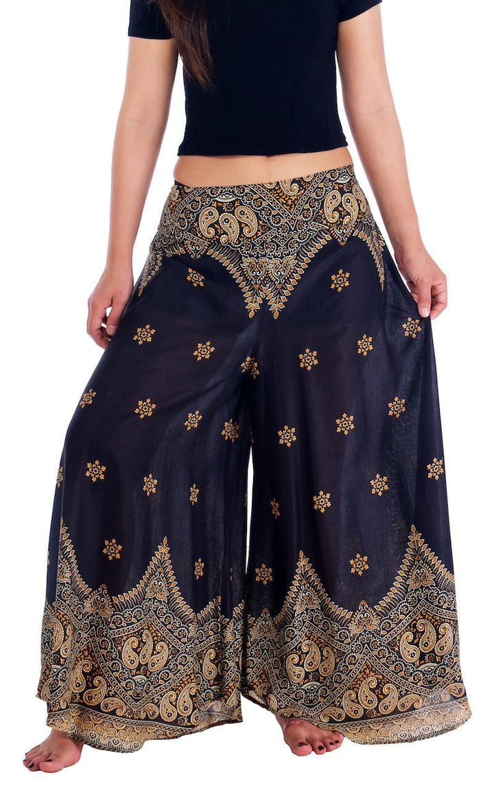 Womens Peacock Flower Palazzo Pants - Lannaclothesdesign Shop