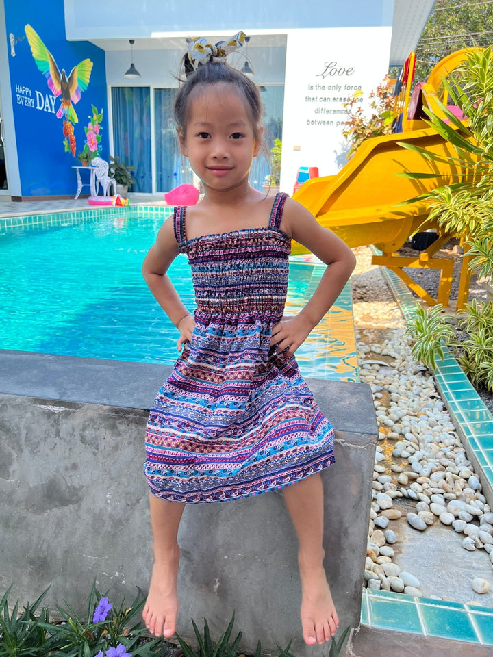 Paisley Muang Style Kids Summer Dress - Lannaclothesdesign Shop