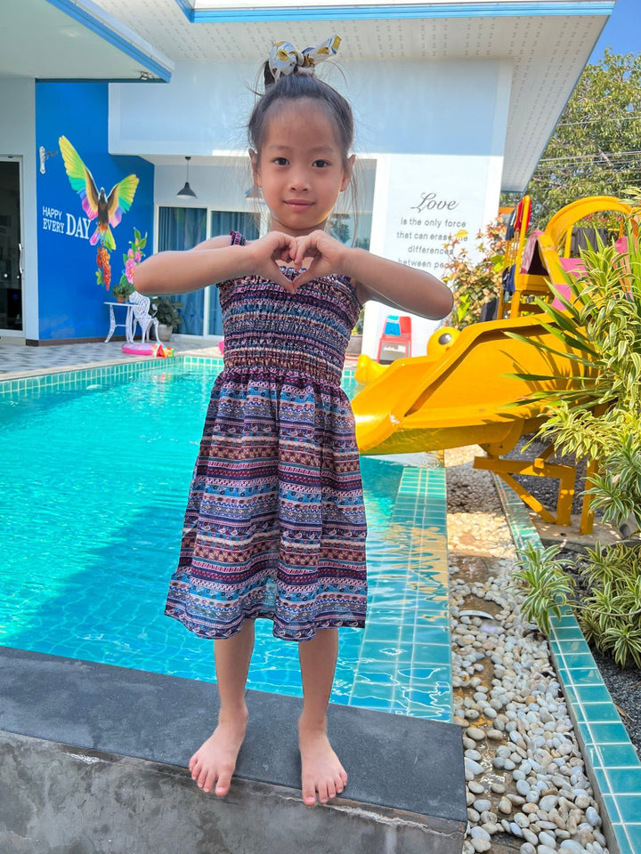 Paisley Muang Style Kids Summer Dress - Lannaclothesdesign Shop