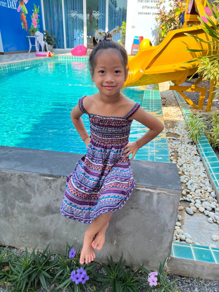 Paisley Muang Style Kids Summer Dress - Lannaclothesdesign Shop