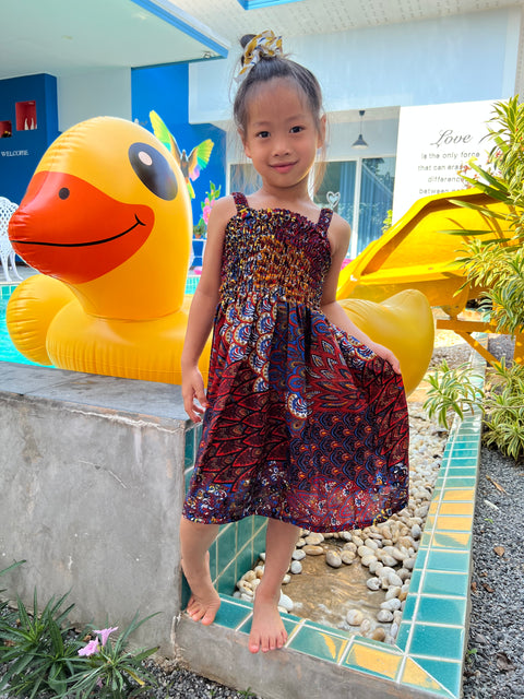 Colorful Peacock Kids Summer Dress