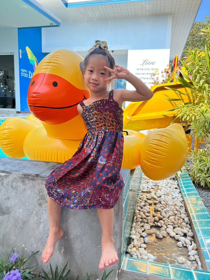 Colorful Peacock Kids Summer Dress - Lannaclothesdesign Shop