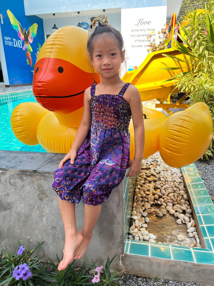 Colorful Peacock Kids Summer Dress - Lannaclothesdesign Shop