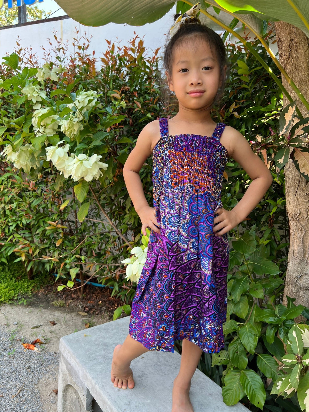 Colorful Peacock Kids Summer Dress - Lannaclothesdesign Shop