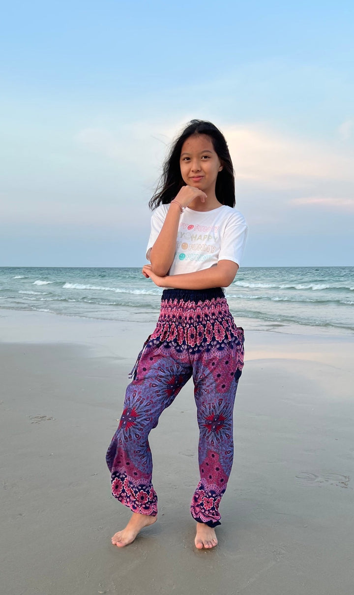 Flower Mandala Kids Boho Harem Pants - Lannaclothesdesign Shop