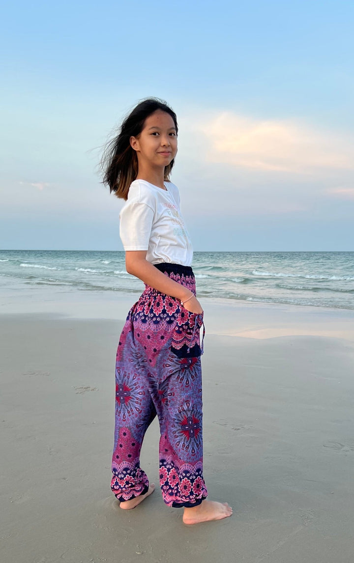 Flower Mandala Kids Boho Harem Pants - Lannaclothesdesign Shop