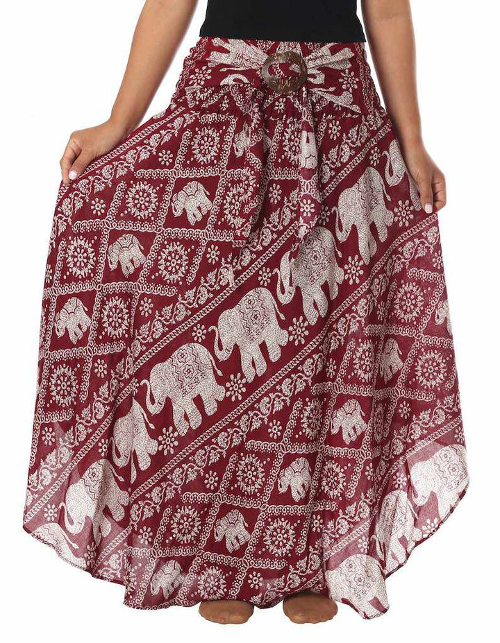 BURGUNDY BOHEMIAN ELEPHANT SKIRT - Lannaclothesdesign Shop
