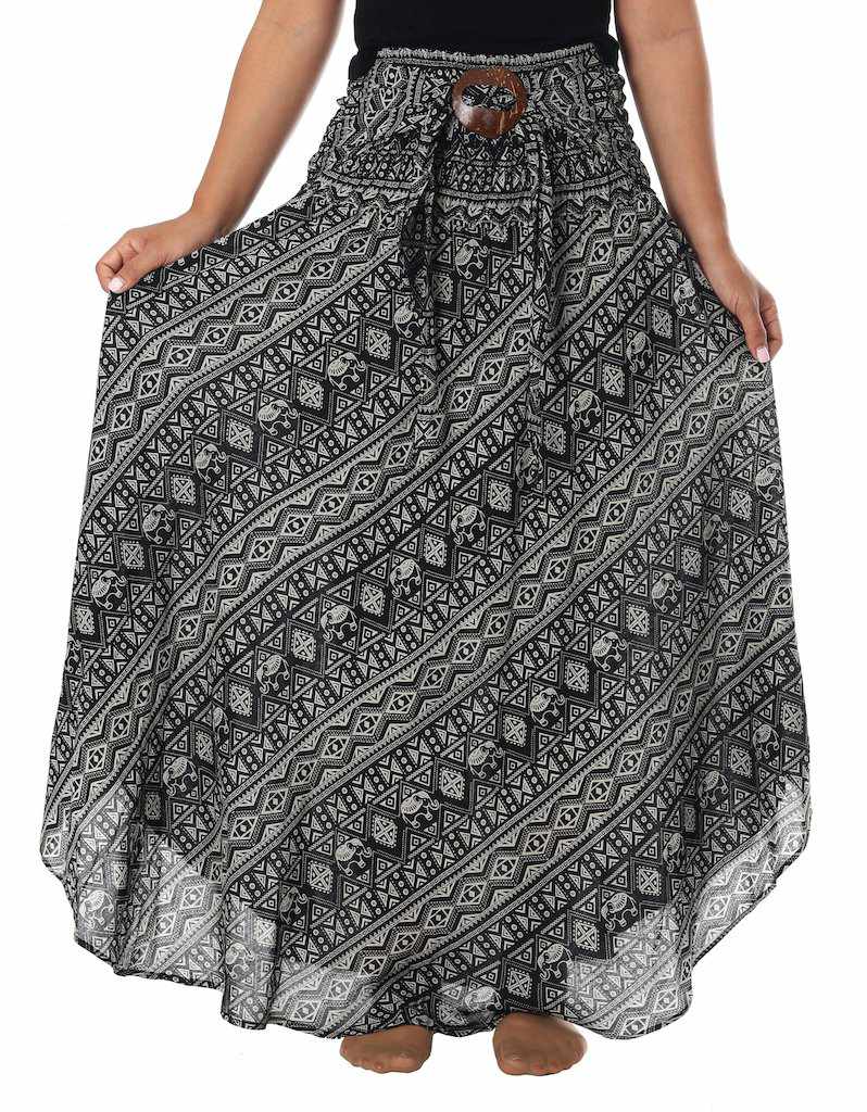SMALL ELEPHANT PRINT MAXI SKIRT - Lannaclothesdesign Shop