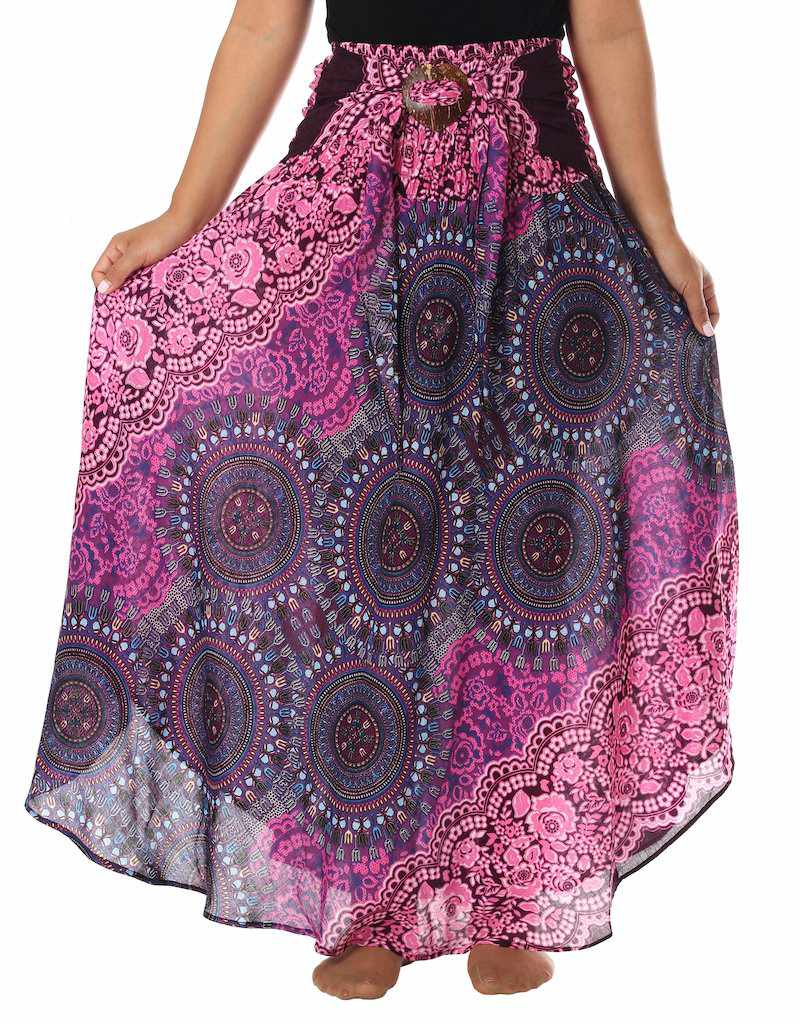 PURPLE MANDALA BOHO MAXI SKIRT - Lannaclothesdesign Shop