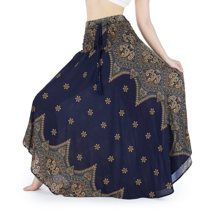 DARK BLUE PEACOCK FLOWER SKIRT - Lannaclothesdesign Shop