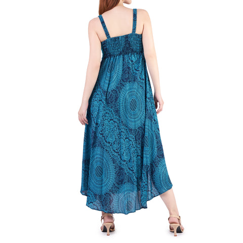 Long Summer Dress with Crochet Top - Teal