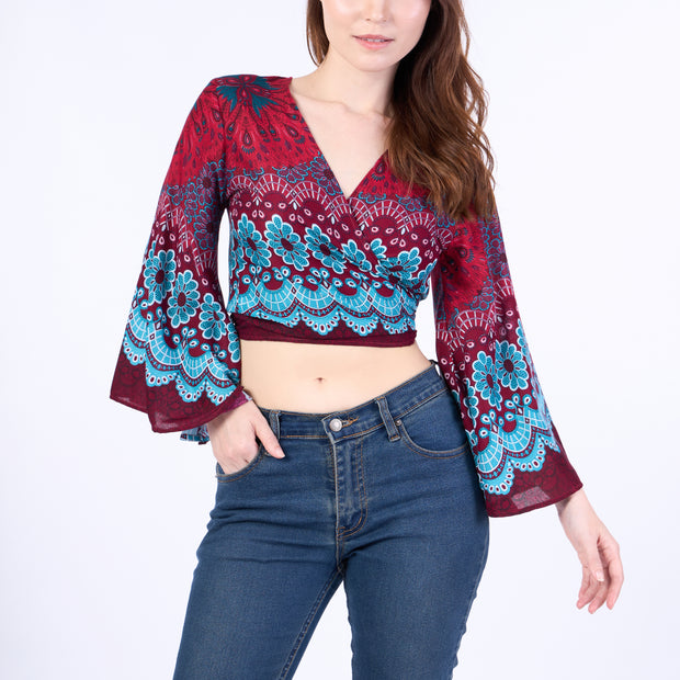 Women Boho Wrap Top - Casual Shirt