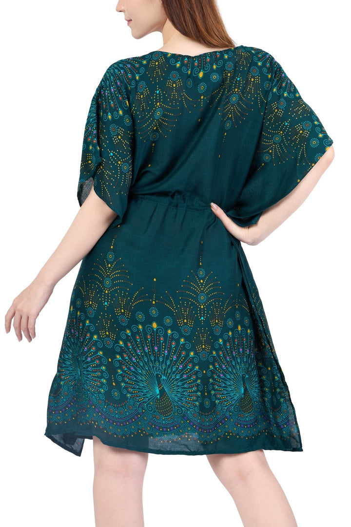 Rayon Boho Tops Dress Kimono - Green Firework - Lannaclothesdesign Shop