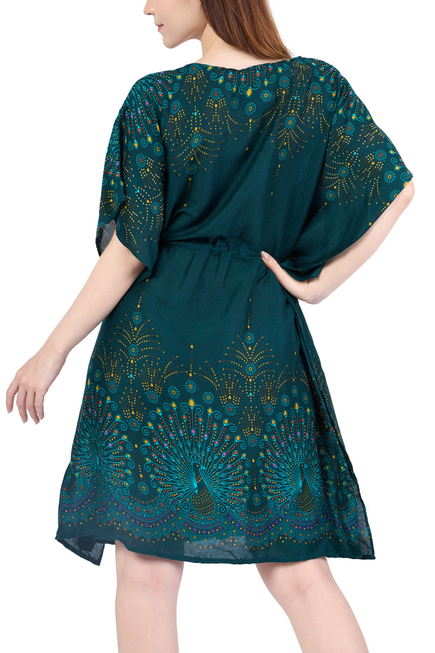 Rayon Boho Tops Dress Kimono - Green Firework