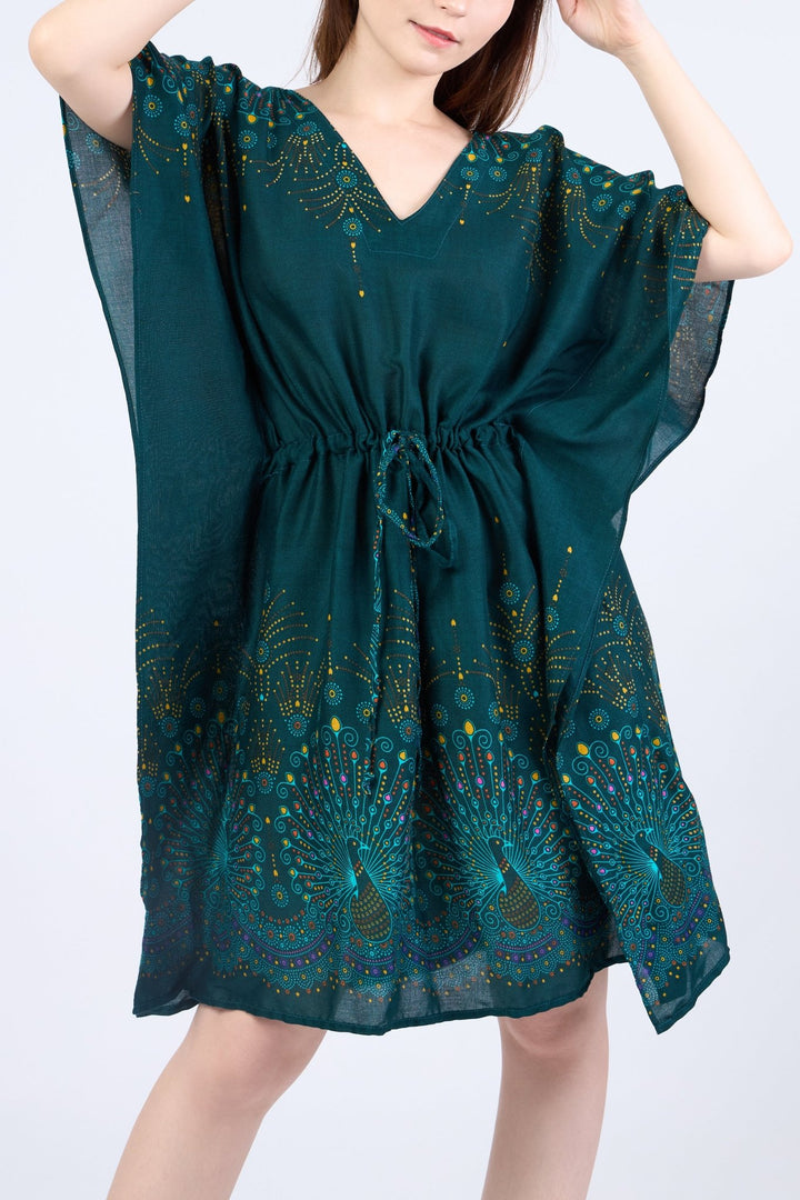 Rayon Boho Tops Dress Kimono - Green Firework - Lannaclothesdesign Shop