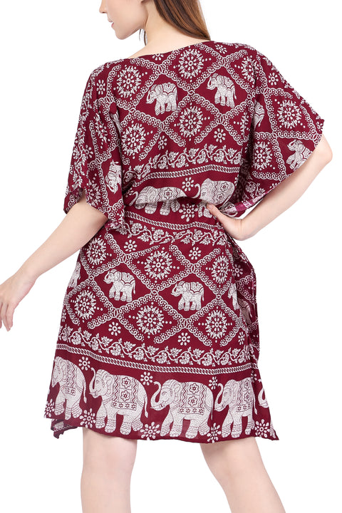 Rayon Boho Tops for Women One Size - Kimono - Burgundy