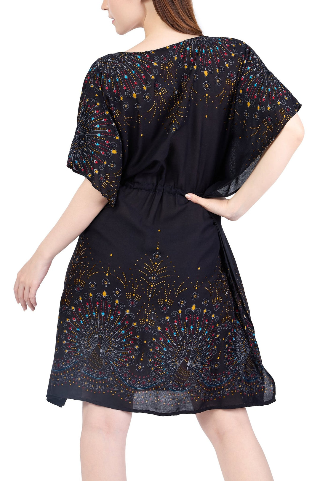 Rayon Boho Tops Dress Kimono - Black Firework - Lannaclothesdesign Shop