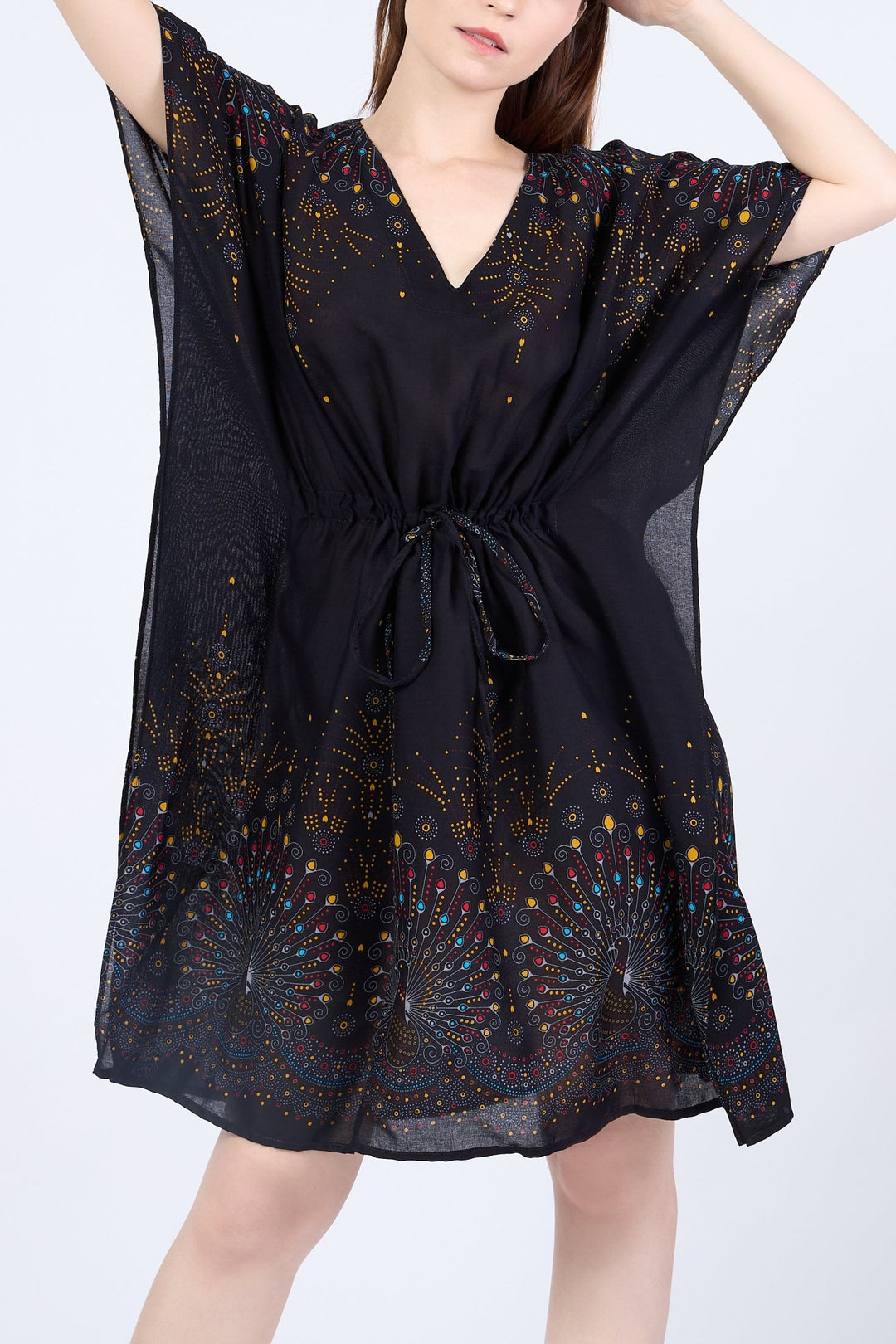 Rayon Boho Tops Dress Kimono - Black Firework - Lannaclothesdesign Shop