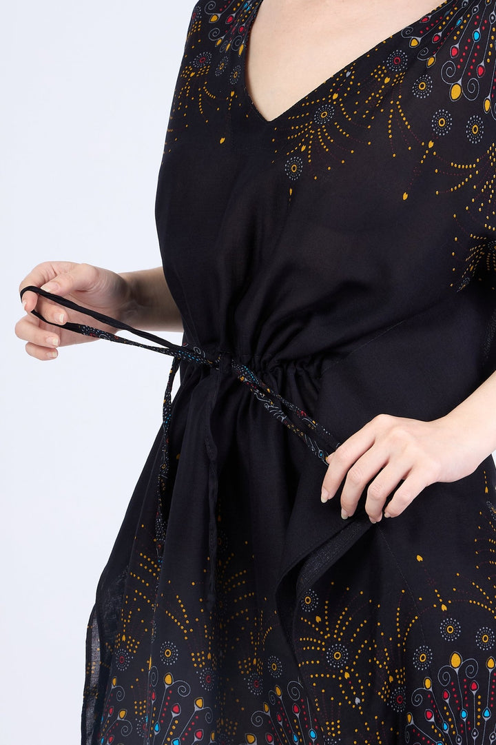 Rayon Boho Tops Dress Kimono - Black Firework - Lannaclothesdesign Shop