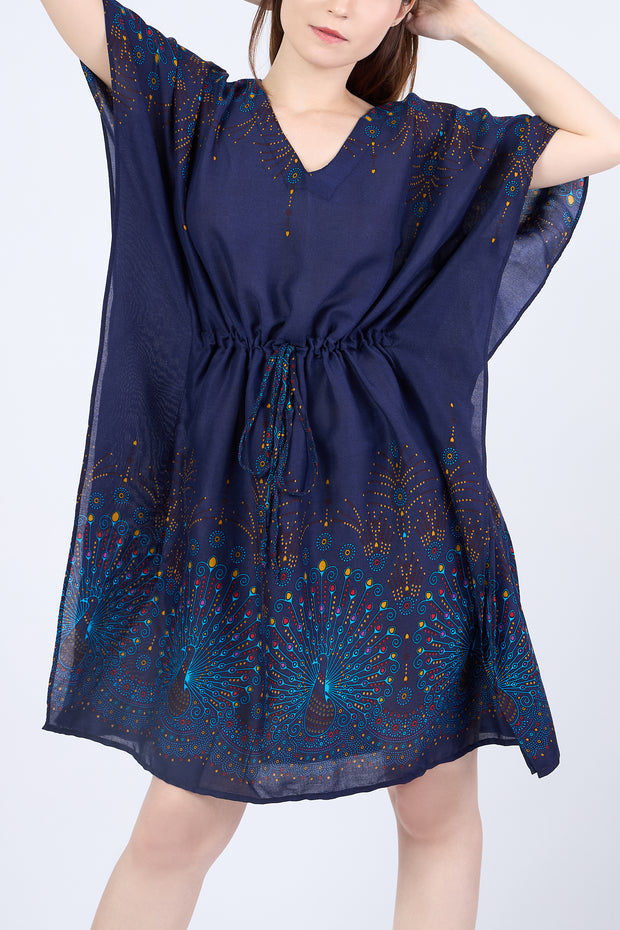 Rayon Boho Tops Dress Kimono - Dark Blue Firework