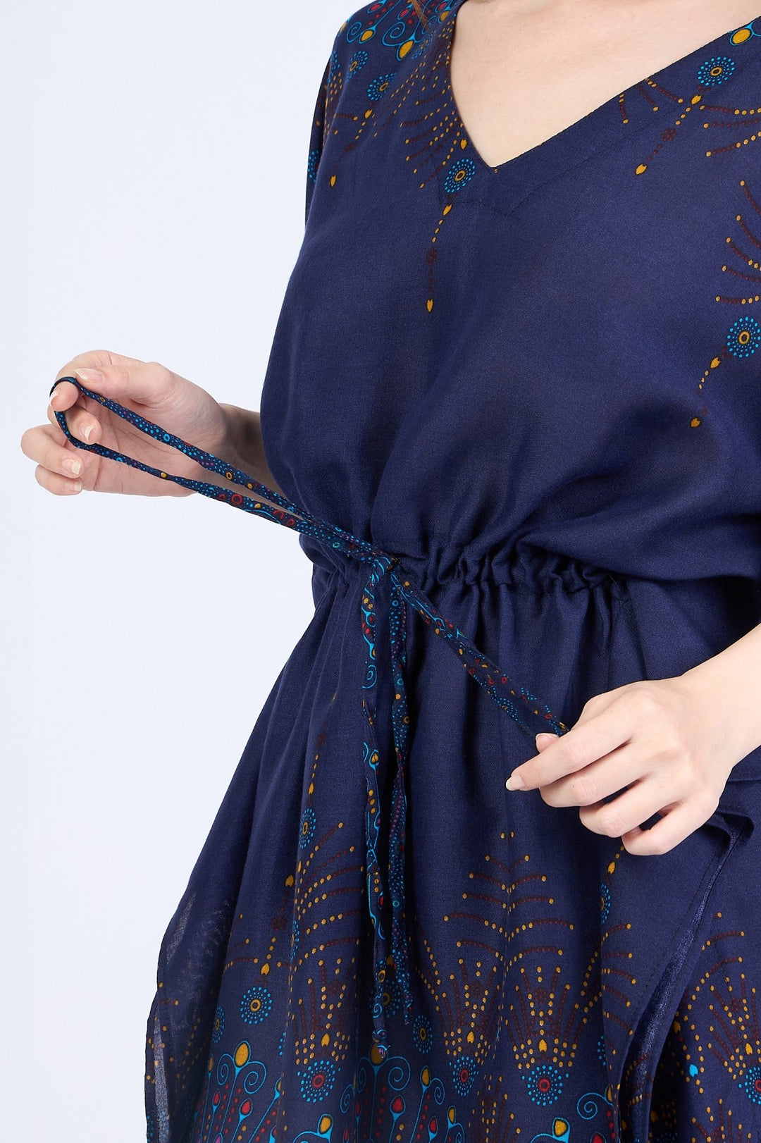 Rayon Boho Tops Dress Kimono - Dark Blue Firework - Lannaclothesdesign Shop