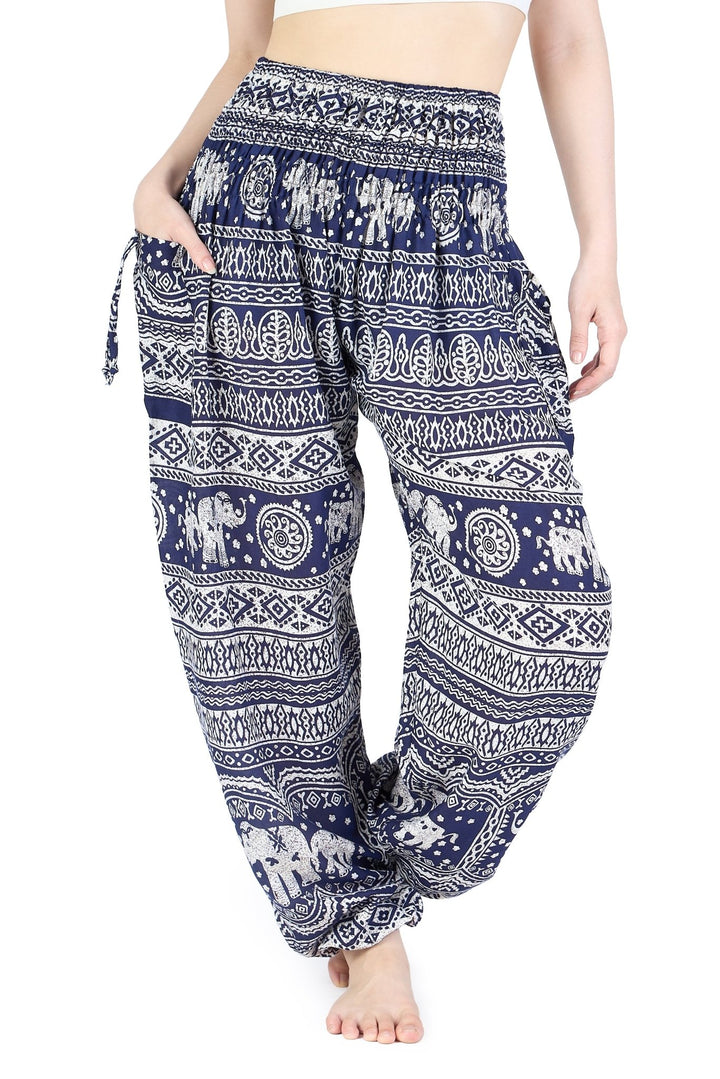 Dark Blue Elephant Harem Pants - Lannaclothesdesign Shop