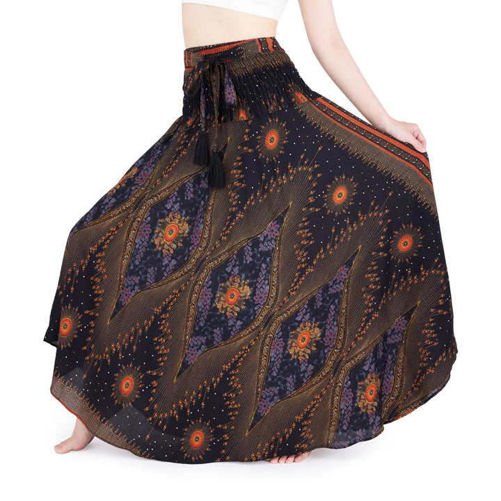 BLACK BOHEMIAN LONG HIPPIE SKIRT - Lannaclothesdesign Shop