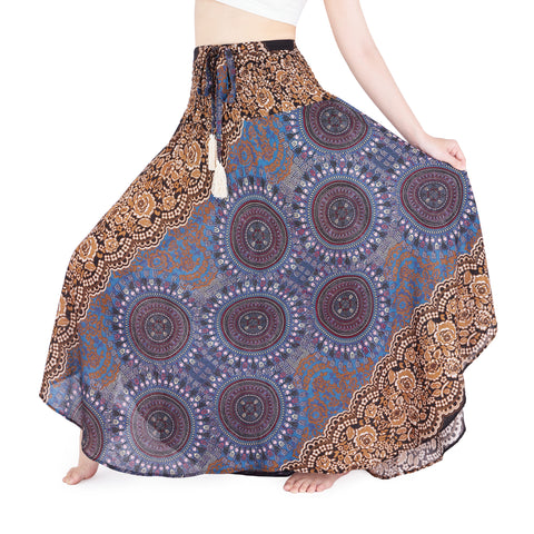 BROWN LONG BOHO SKIRT