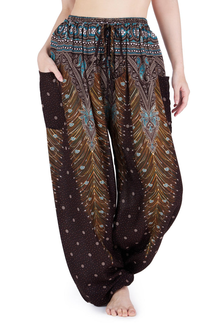 Drawstring Peacock Harem Pants - Lannaclothesdesign Shop