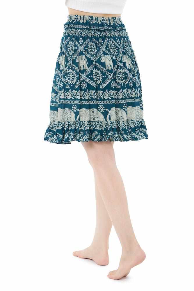 ELEPHANT PRINT SHORT BOHO SKIRT - Lannaclothesdesign Shop