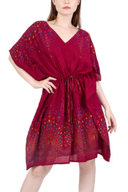 Rayon Boho Tops for Women One Size - Kimono - Burgundy