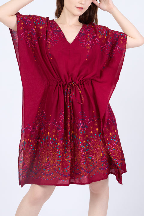 Rayon Boho Tops for Women One Size - Kimono - Burgundy