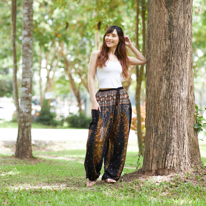 Drawstring Peacock Harem Pants - Lannaclothesdesign Shop