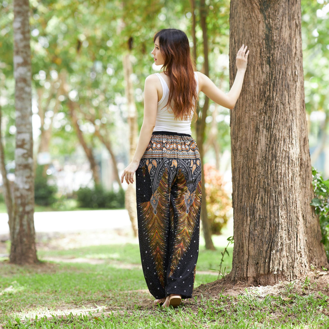 Drawstring Peacock Harem Pants - Lannaclothesdesign Shop