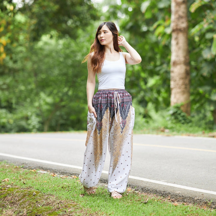 Drawstring Peacock Harem Pants - Lannaclothesdesign Shop