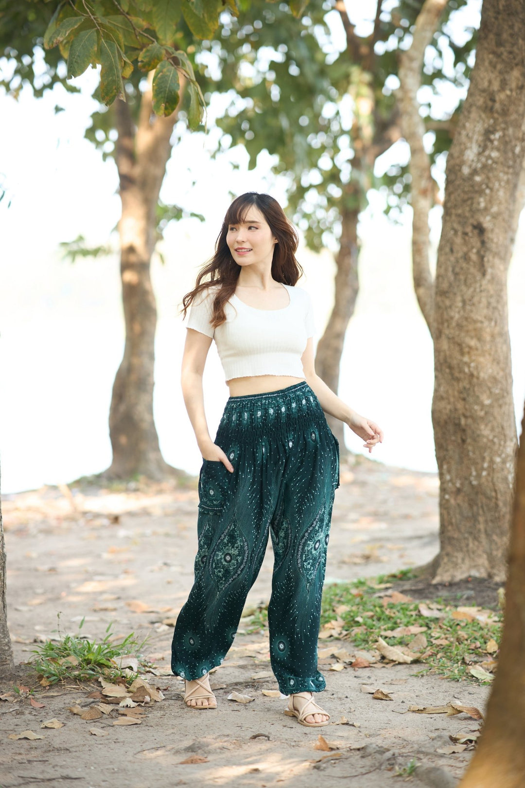 Bright Flower Eye Harem Pants - Lannaclothesdesign Shop