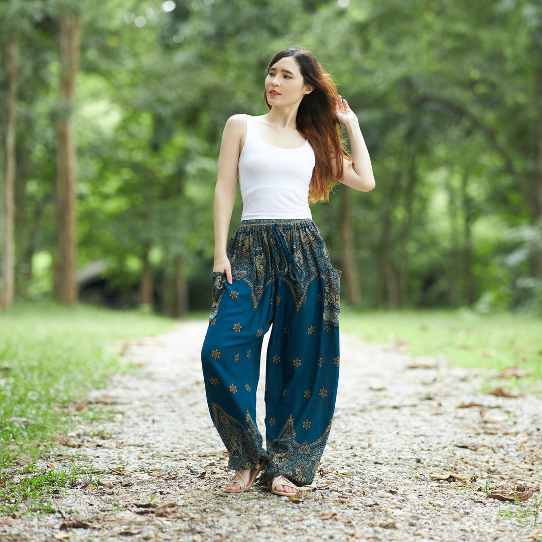 Peacock Flower Harem Pants - Lannaclothesdesign Shop