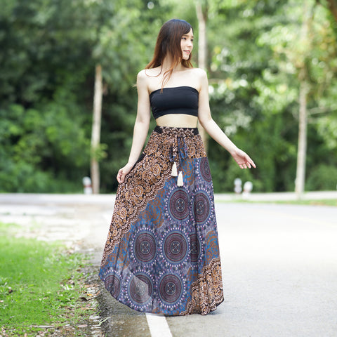 BROWN LONG BOHO SKIRT