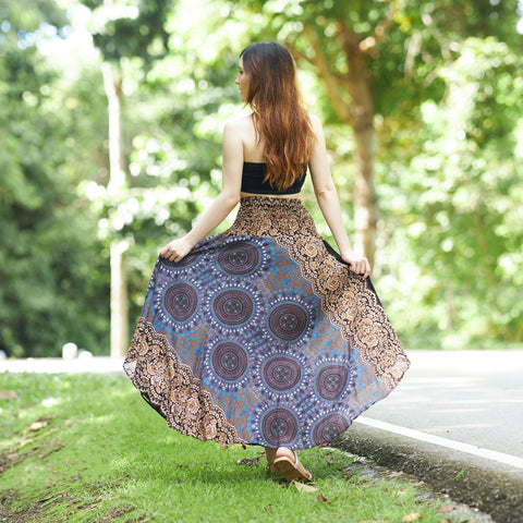 BROWN LONG BOHO SKIRT