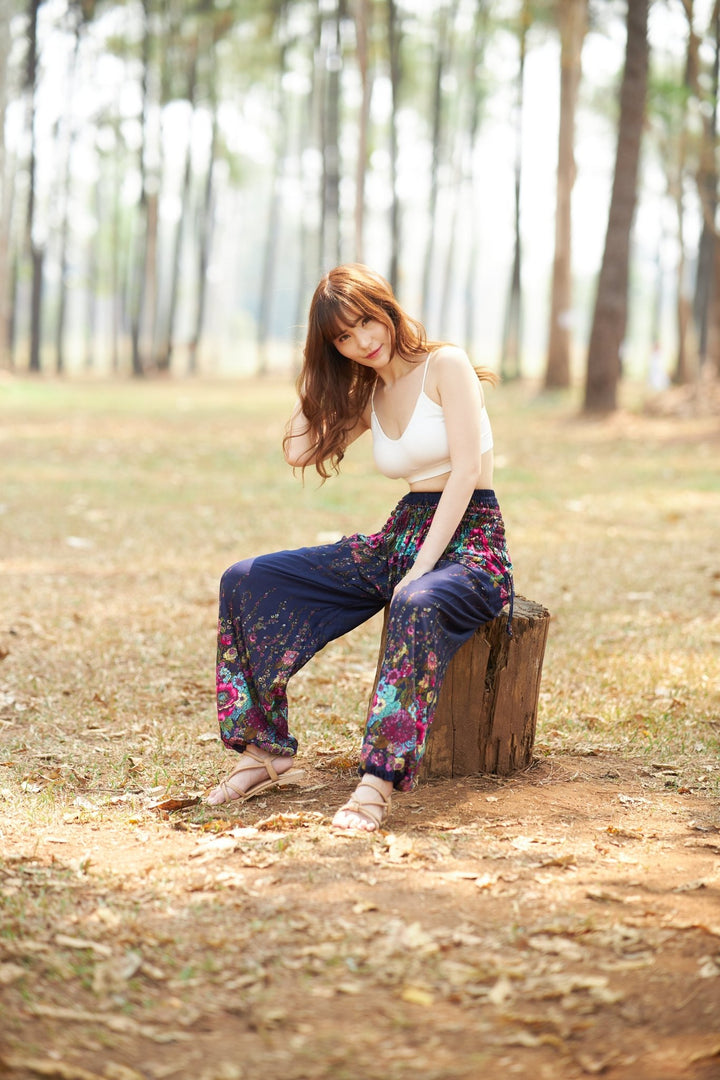 Flower Print Harem Pants - Lannaclothesdesign Shop
