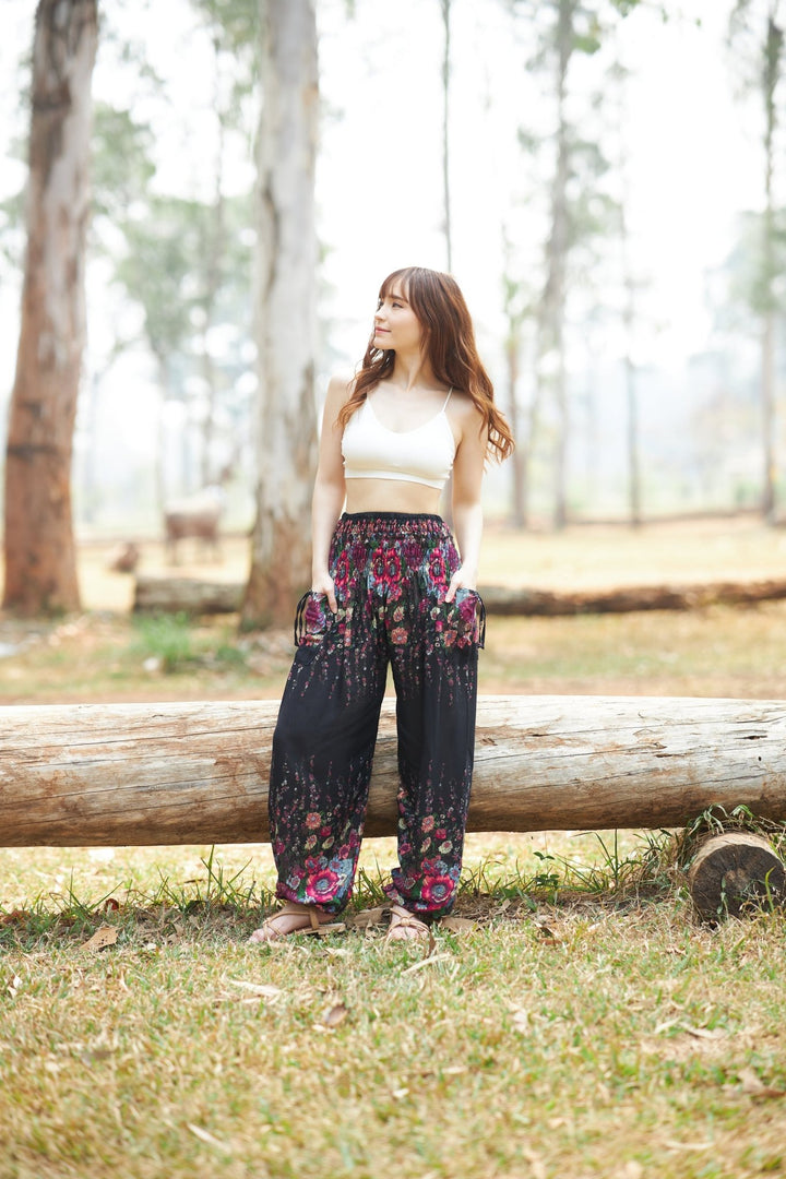 Flower Print Harem Pants - Lannaclothesdesign Shop