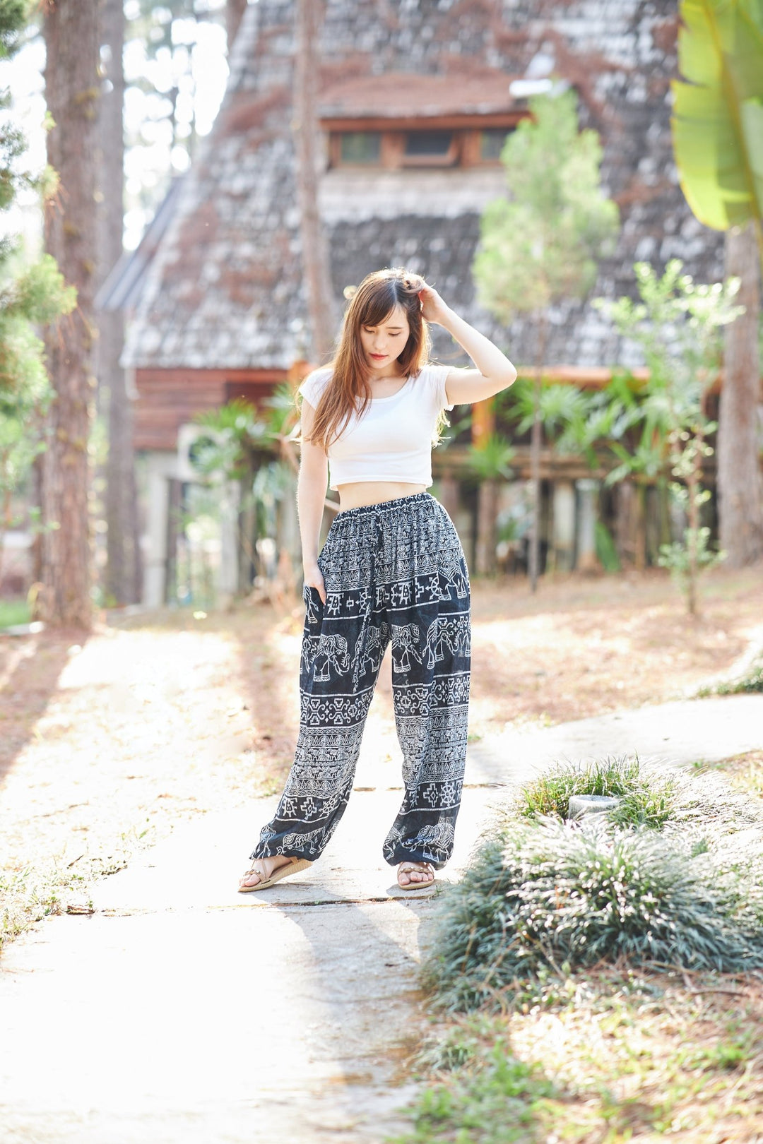 Big Elephant Harem Pants with Drawstring - Lannaclothesdesign Shop