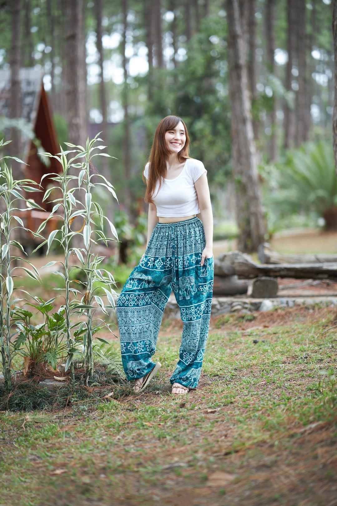 Big Elephant Harem Pants with Drawstring - Lannaclothesdesign Shop